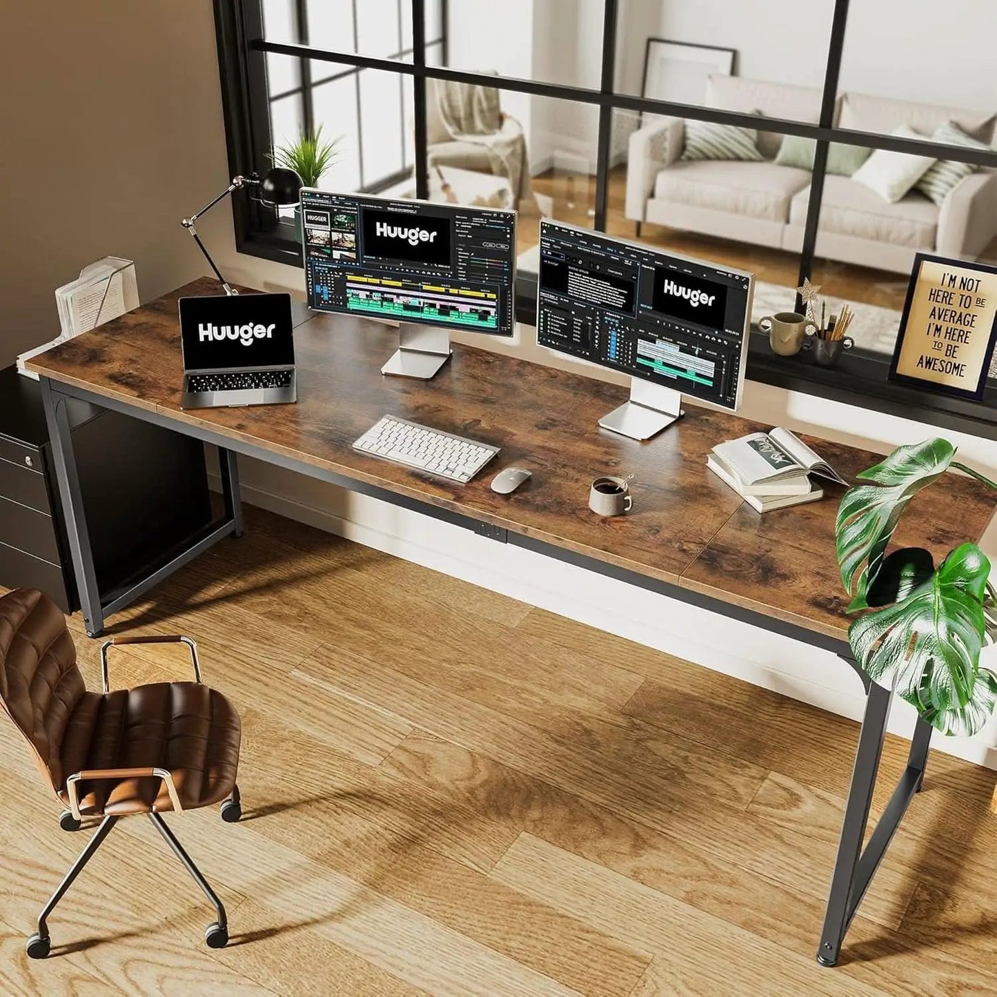 Rustic Brown 80 Inch Computer Desk For Home Office from PriceLows™