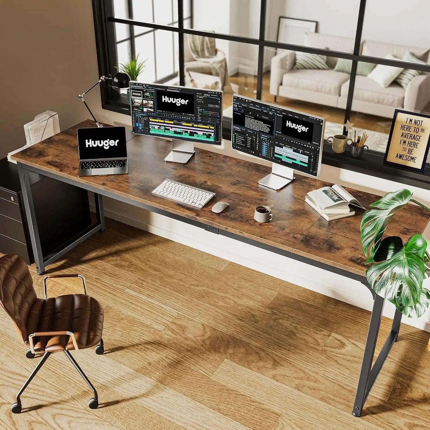 Rustic Brown 80 Inch Computer Desk For Home Office from PriceLows™