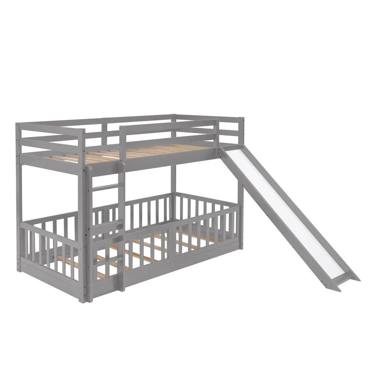Functional Bunk Bed | Convertible Ladder And Slide | Space-Saving Design | Over Bunk Style