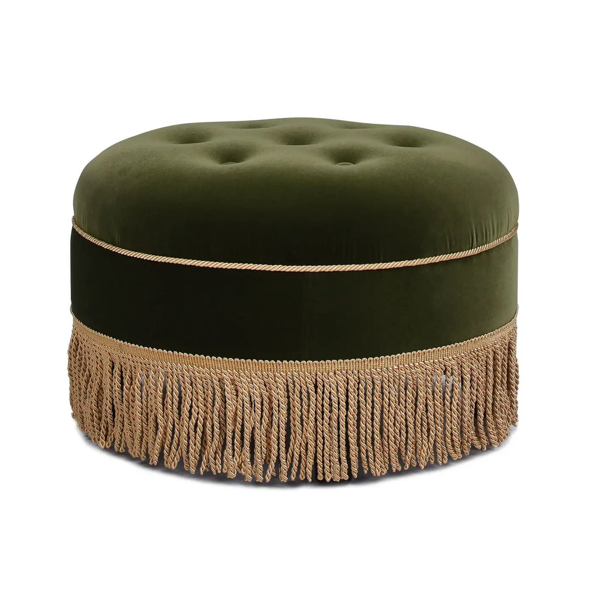 Yolanda Round Accent Ottoman | Handcrafted Quality | Kiln-Dried Hardwood Frame | 16 Inch Height