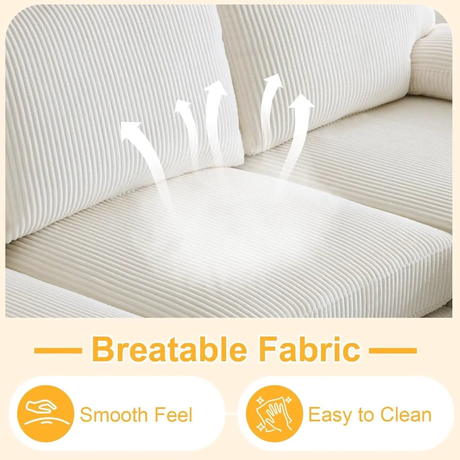 Beige 111 Inch U Shape Corduroy Sectional Sofa With Chaises from PriceLows™