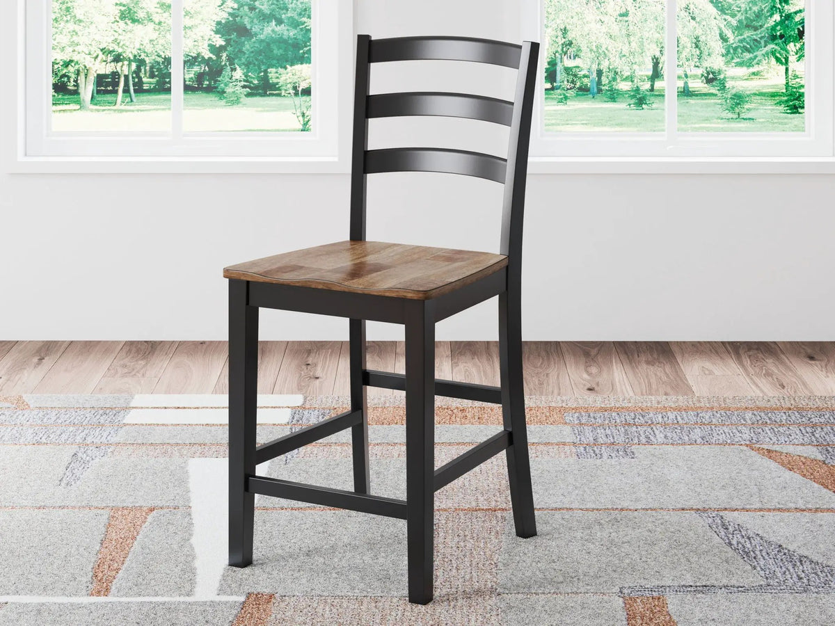 Wildenauer Barstool | Set Of 2 | Brown And Black | 24 Inch Seat Height