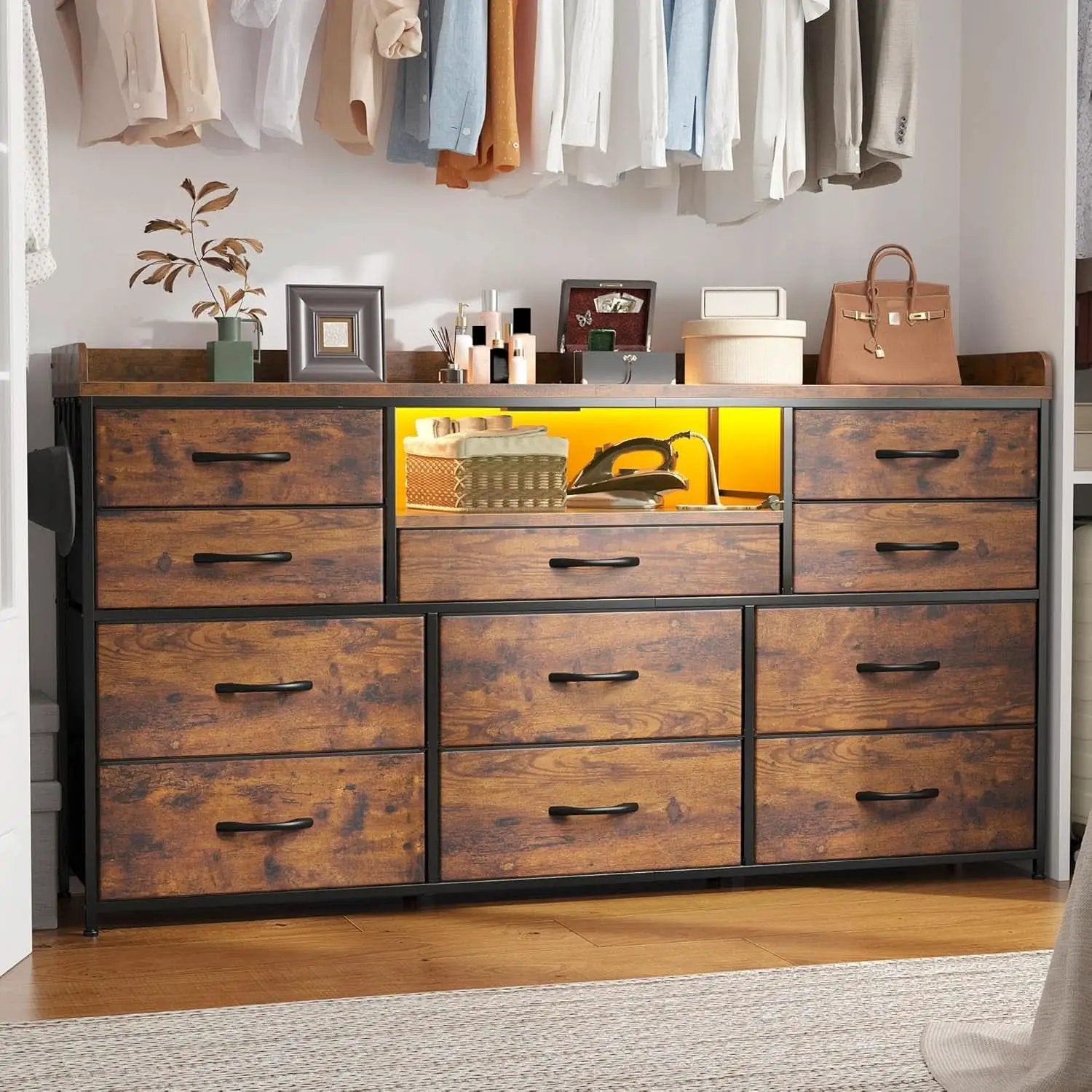 Dresser TV Stand 60 Inch Wide With 11 Drawers Unit from PriceLows™