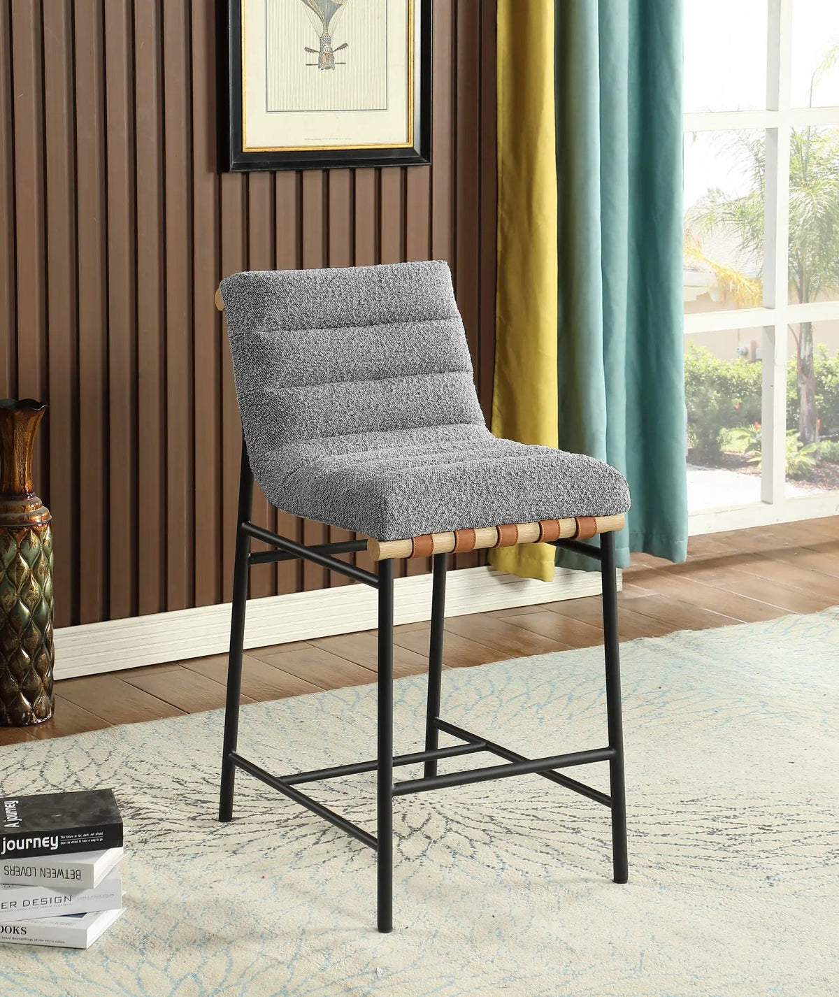Lahni Boucle Counter Height Chair | 17 Inch Seat Width | Fabric Upholstery | Modern Design
