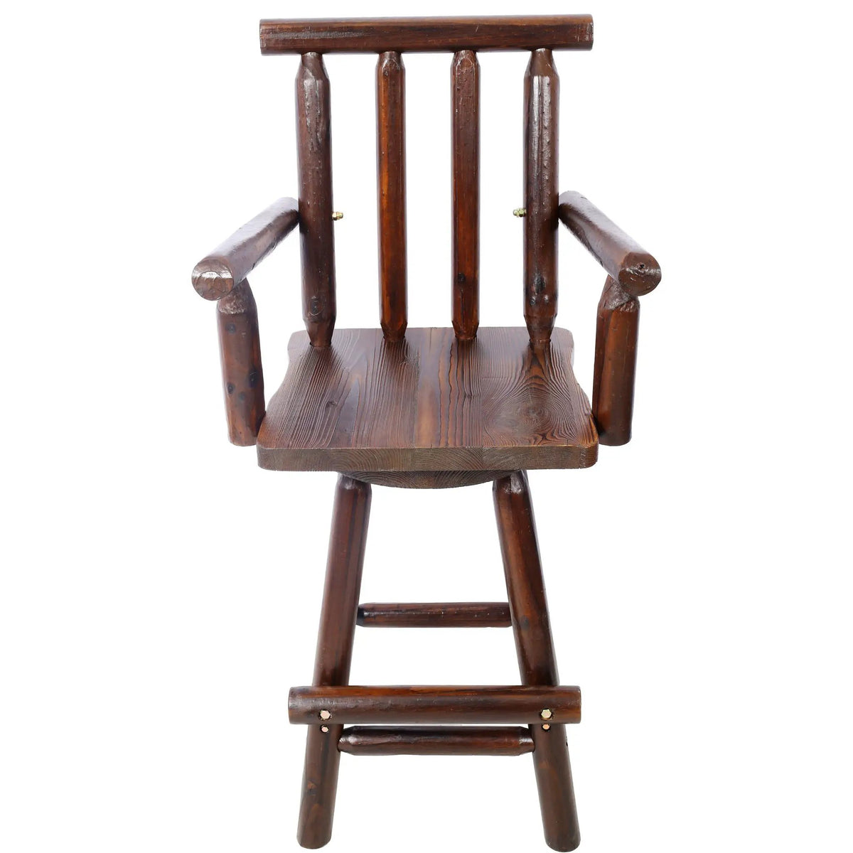 Rustic Bar Stool | 360 Degree Swivel | Fir Wood | Wide Armrest