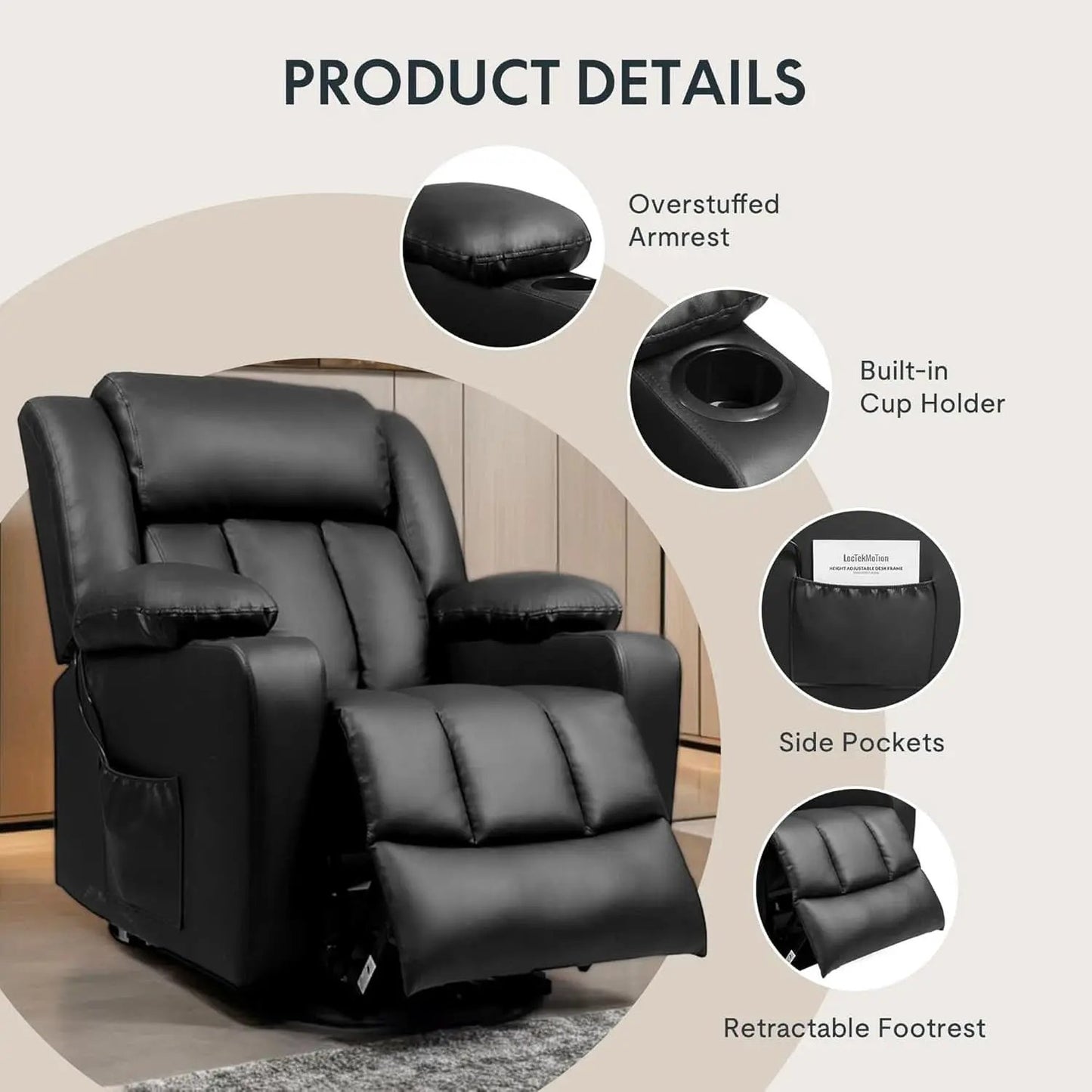 XL31 Power Lift Recliner For Elderly Black Massage from PriceLows™