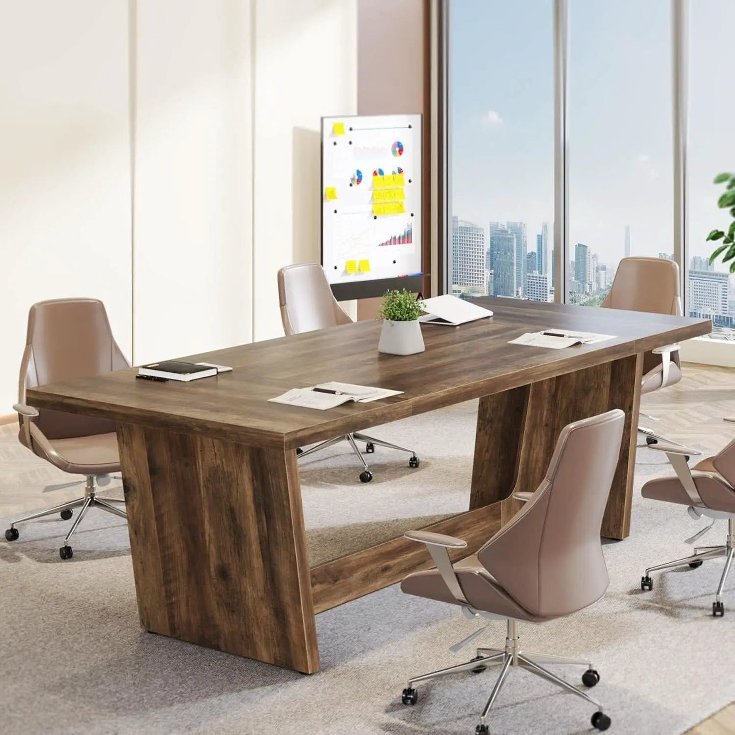 71 Inch Brown Executive Wood Computer Desk For Home Office from PriceLows™