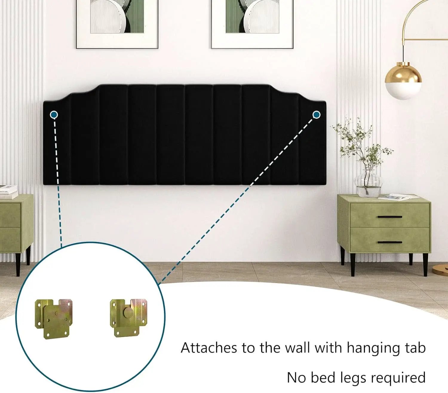 Velvet King Size Wall Mounted Headboard for Adjustable Beds from PriceLows™