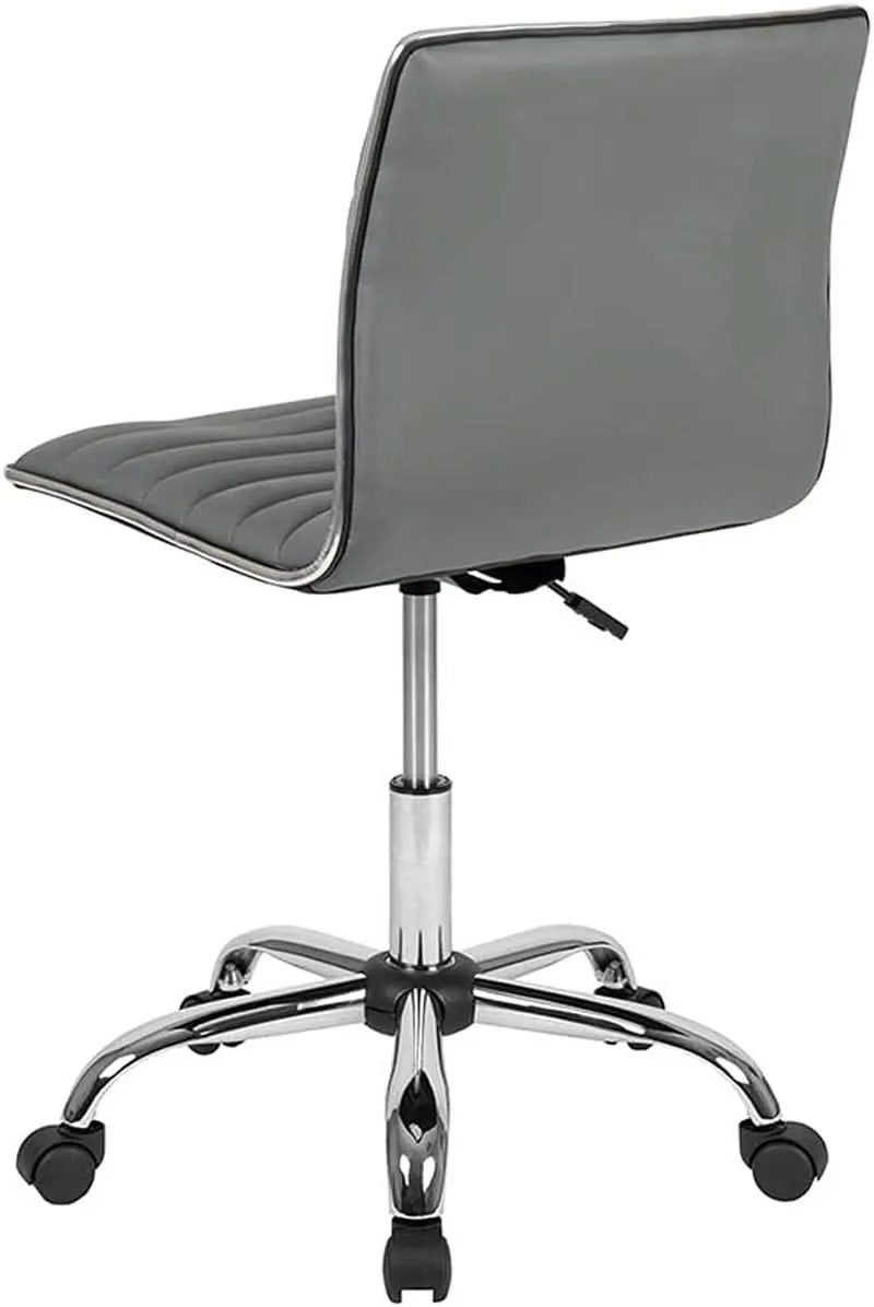 Alan Low Back Light Gray Ribbed Swivel Office Chair from PriceLows™