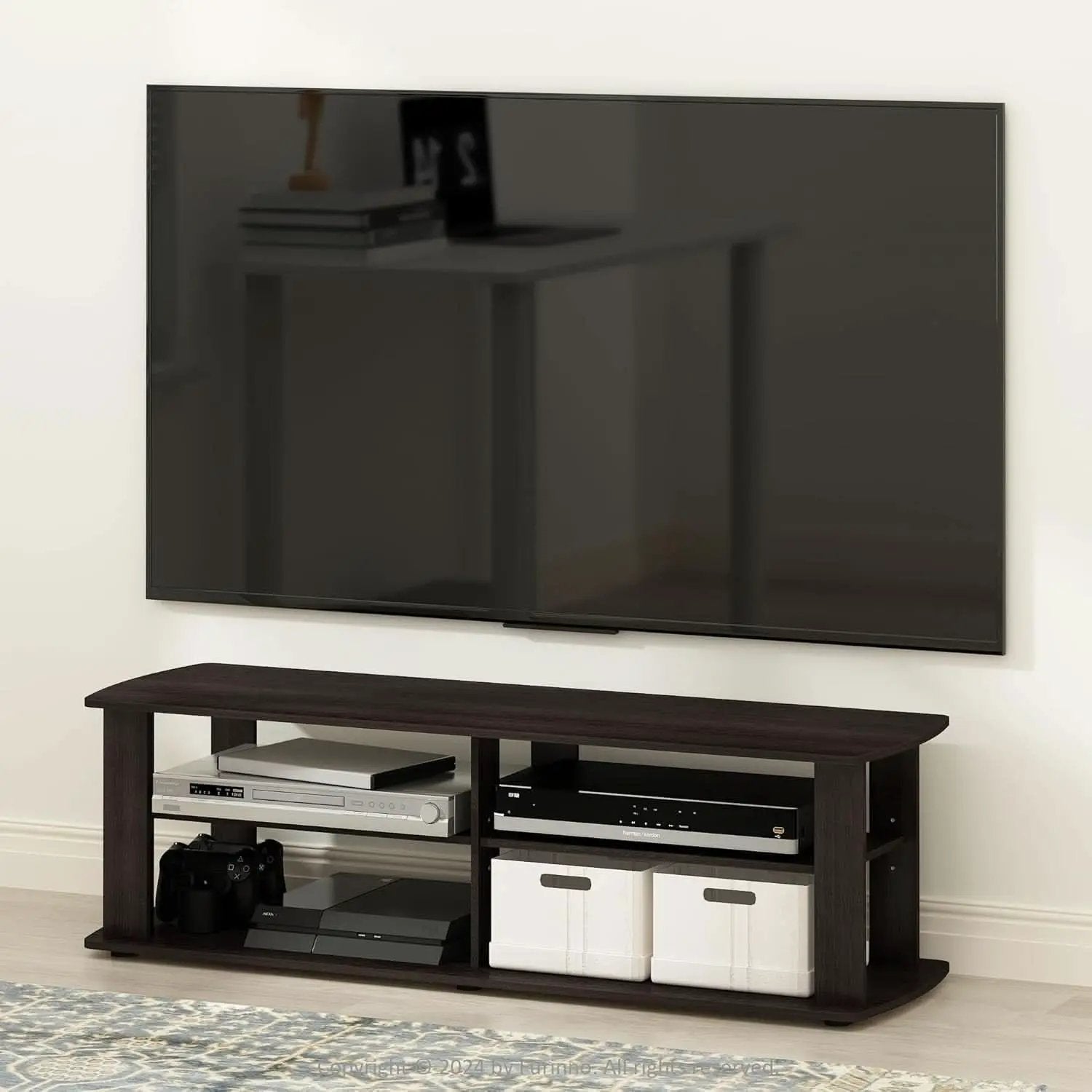 43.3 Inch Wide Dark Brown Entertainment Center TV Stand from PriceLows™