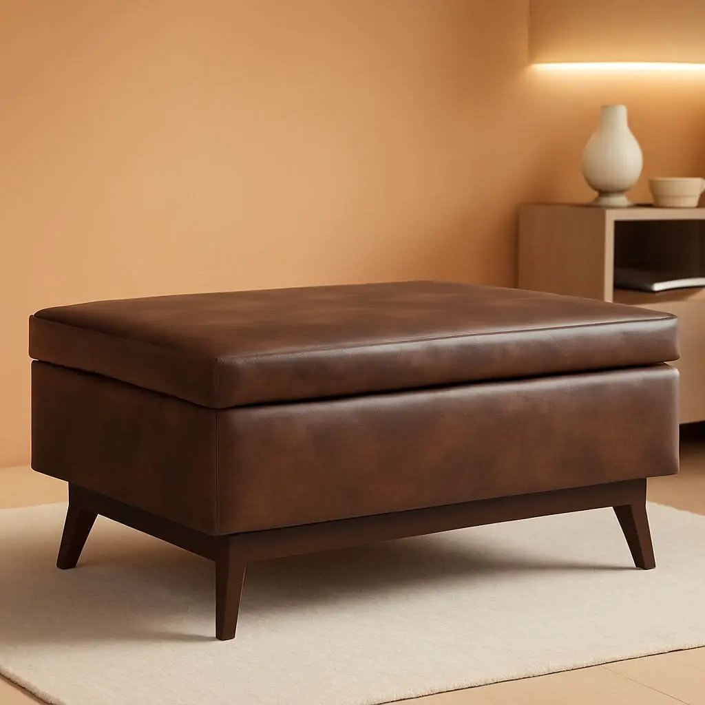 Owen 34 Distressed Chestnut Brown Coffee Table Ottoman from PriceLows™
