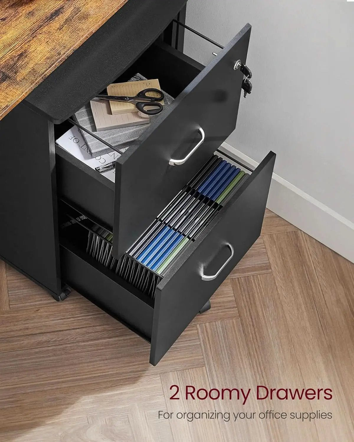 Two Drawer File Cabinet For Home Office A4 Size Black Honey Finish Space Saving Design from PriceLows™
