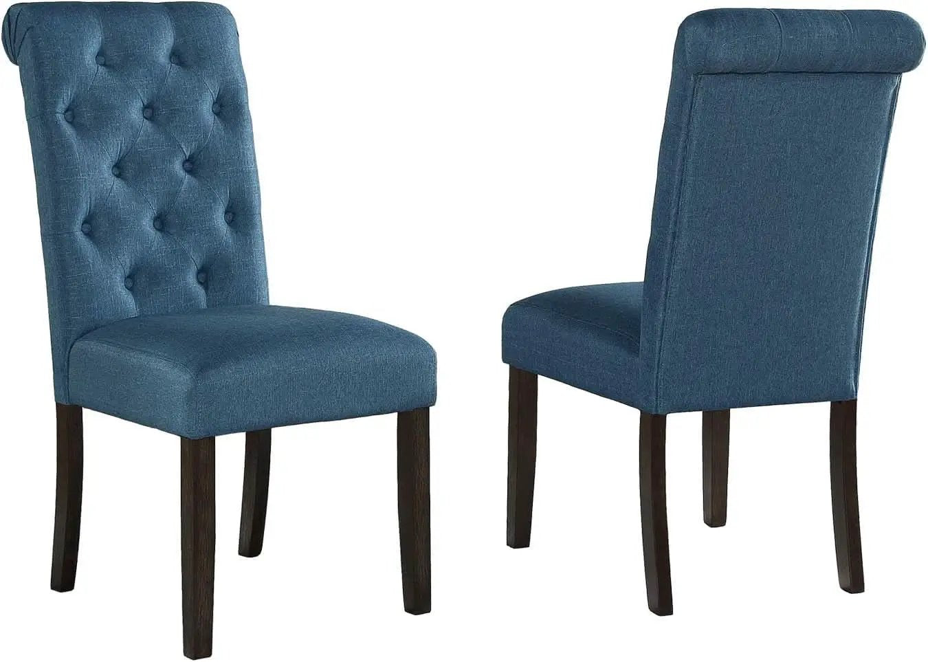 Blue Tufted Parsons Solid Wood Dining Chairs Set Of 2 from PriceLows™