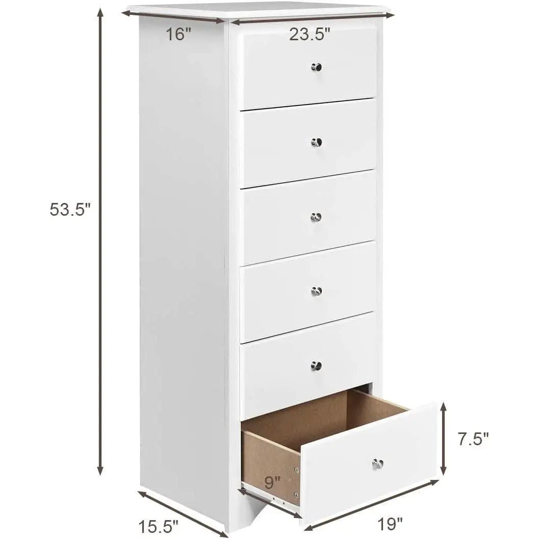 White Wooden 6 Drawer Dresser Chest For Bedroom Storage from PriceLows™