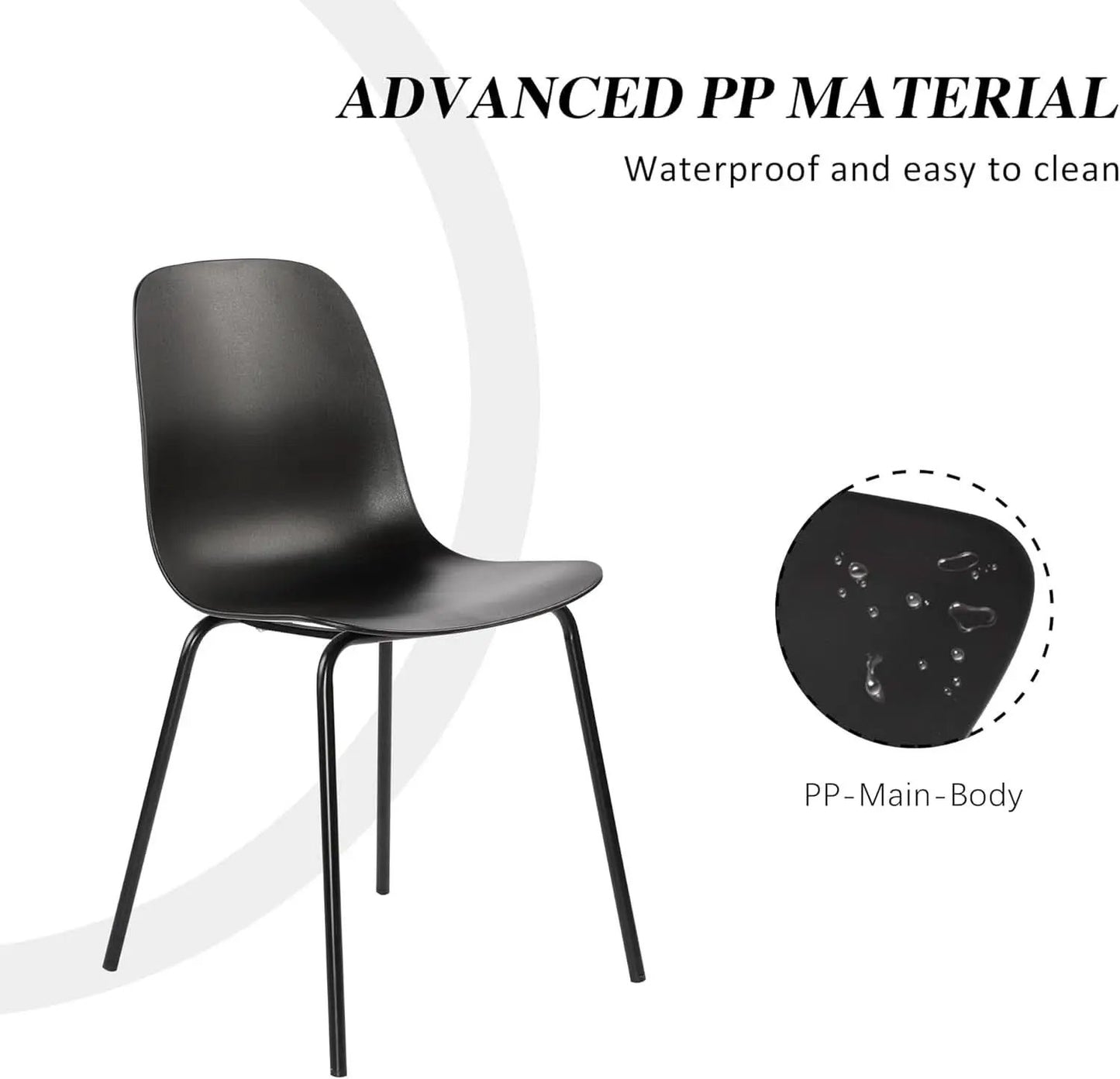 Set Of 4 Matte Black Dining Chairs With Ergonomic Back from PriceLows™