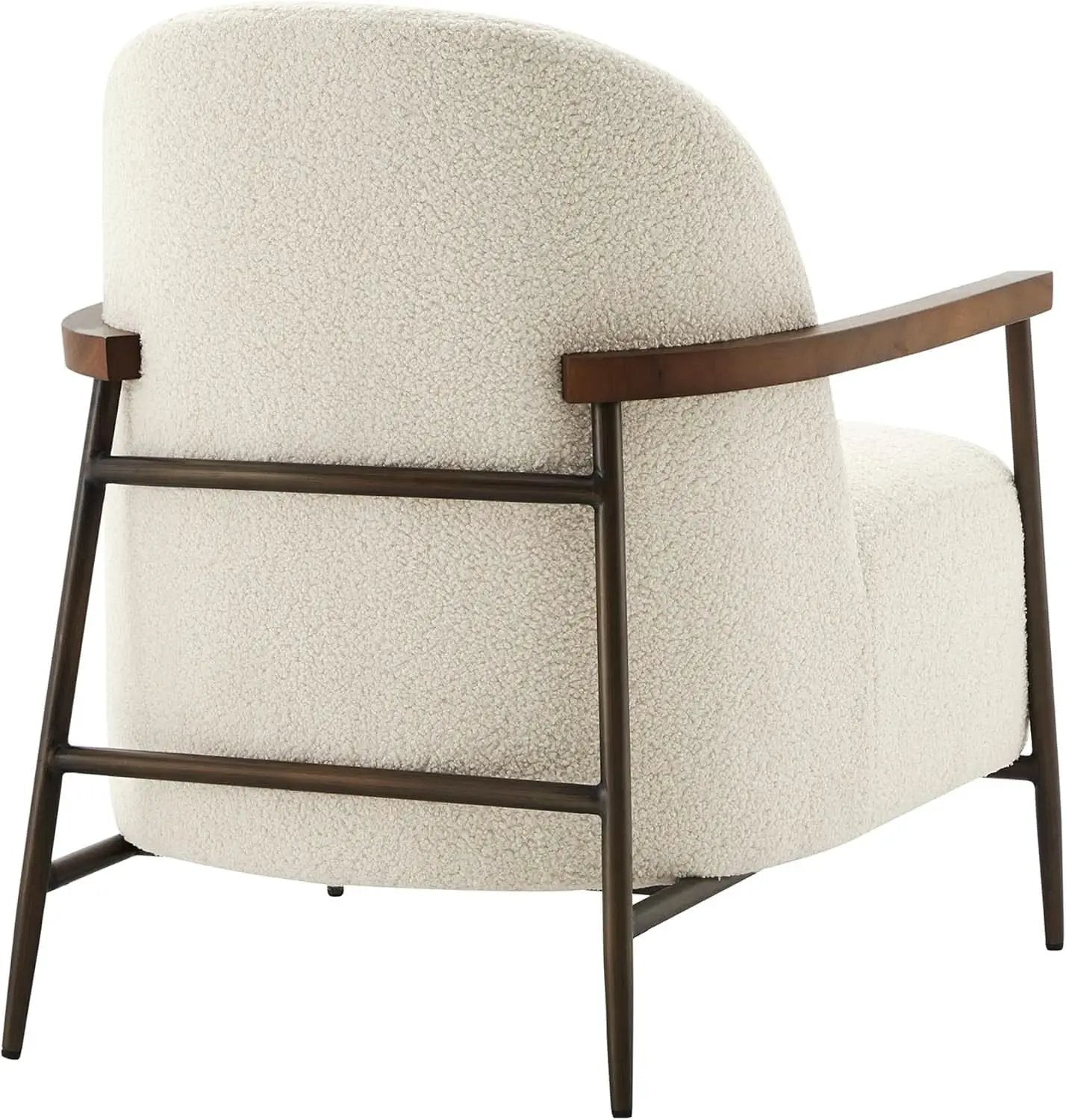 Ivory Faux Sherpa Armchair With Metallic Framework from PriceLows™