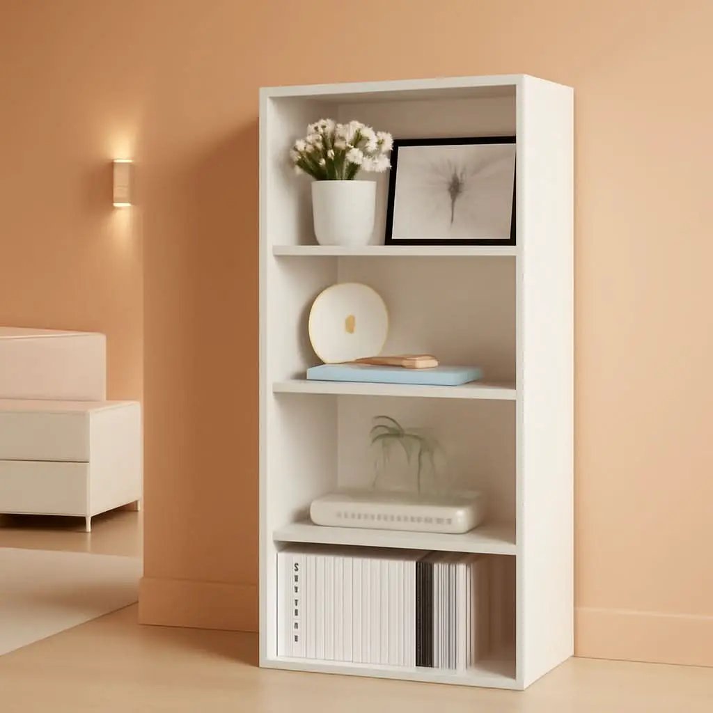 White 5 Tier Bookcase Storage Shelf For Living Room from PriceLows™
