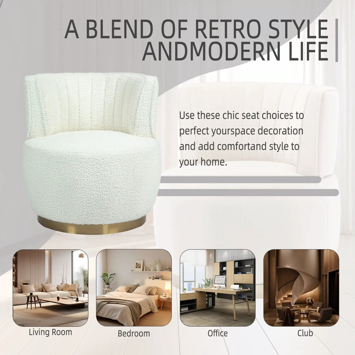 360 Degree Swivel Barrel Chair | Cuddle Accent Sofa Chair | Super Soft Fabric | Wrap-Around Barrel Back