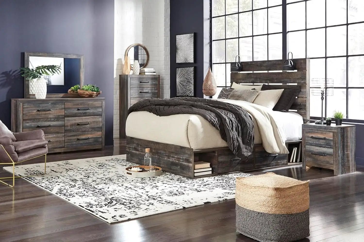 Rusticated Six Drawer Dresser Weathered Brown Bedroom from PriceLows™