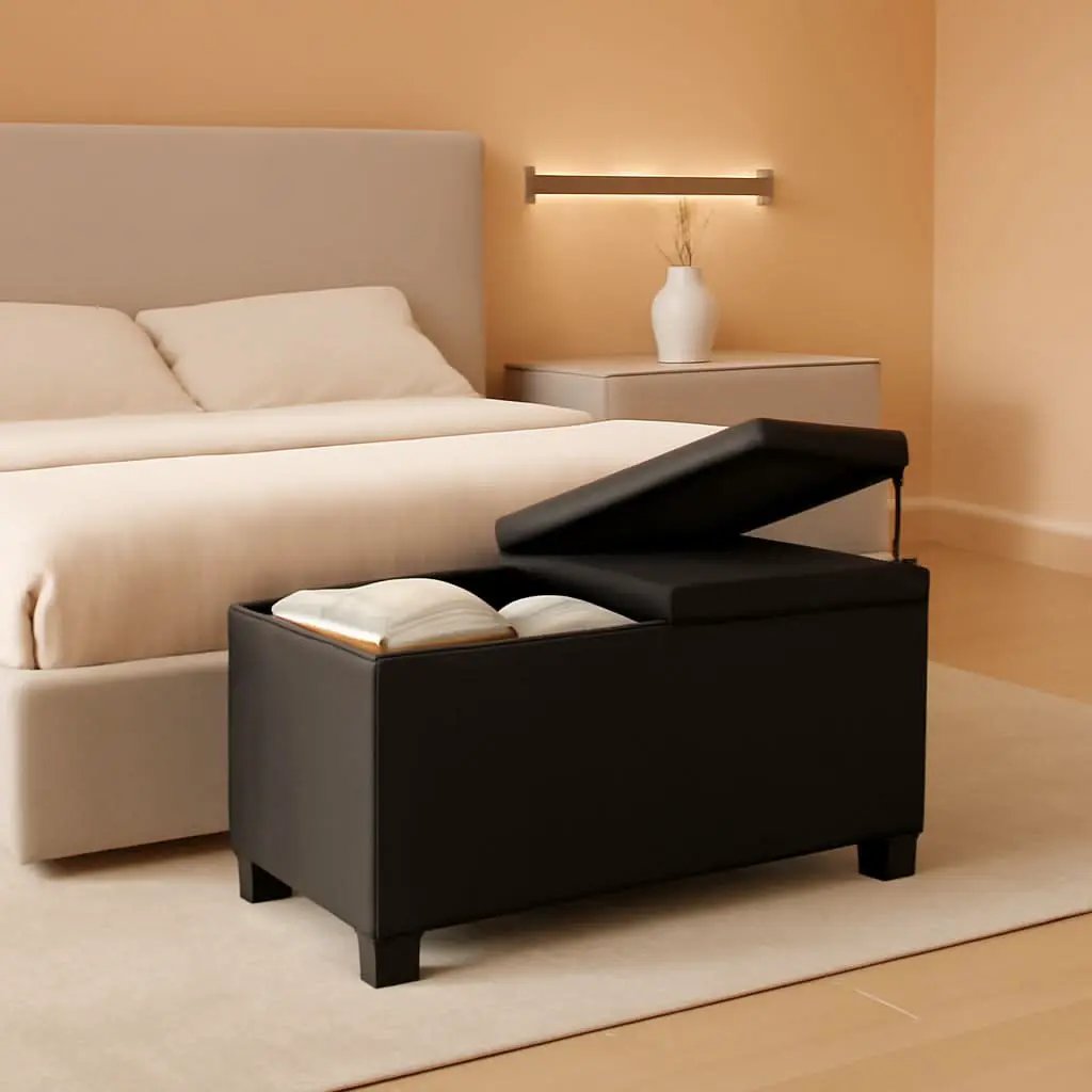 Grey Ottoman Bench Space Saving 30 Inch Storage Bins from PriceLows™