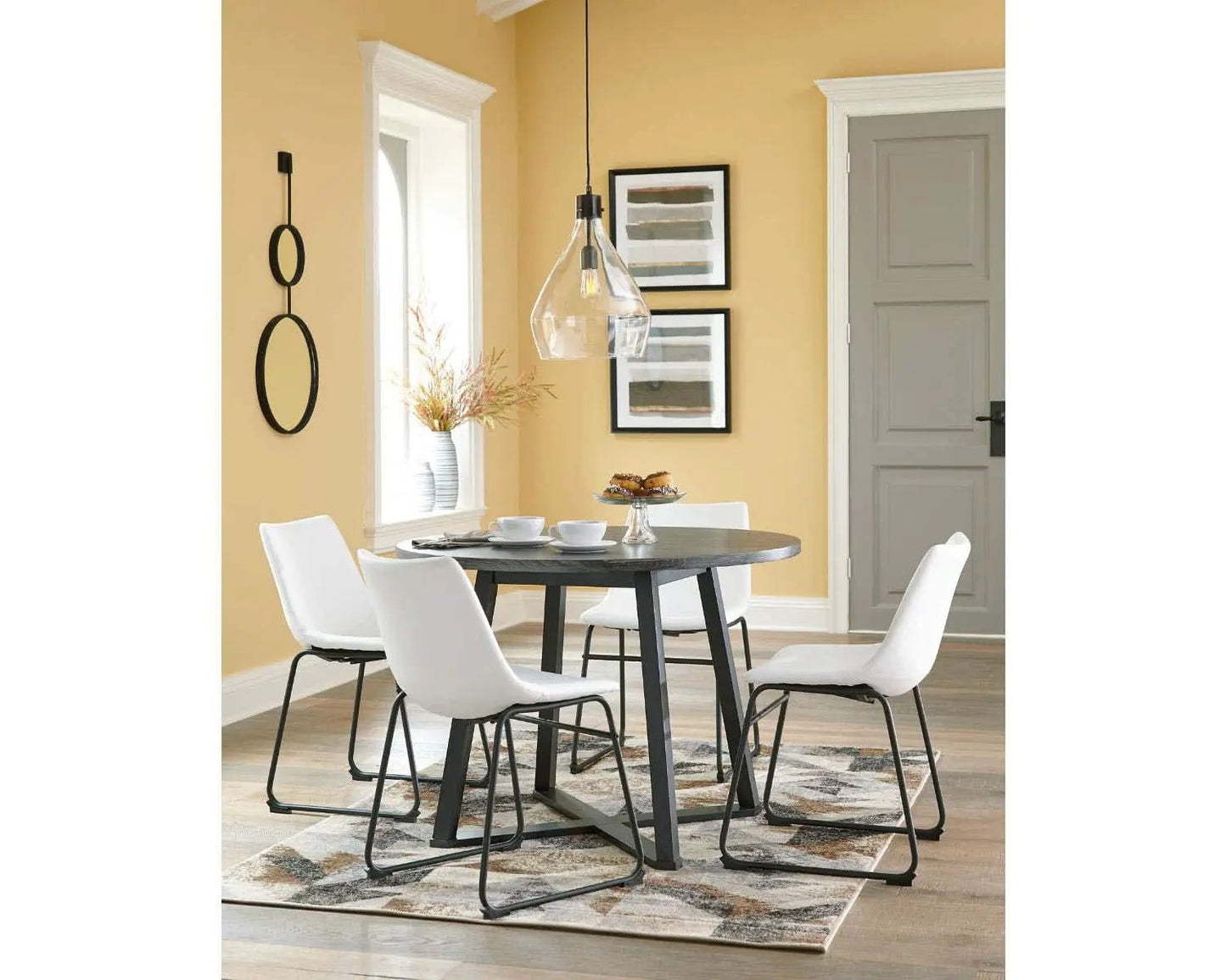 Centiar Mid Century Round Dining Table Gray Metal Legs from PriceLows™