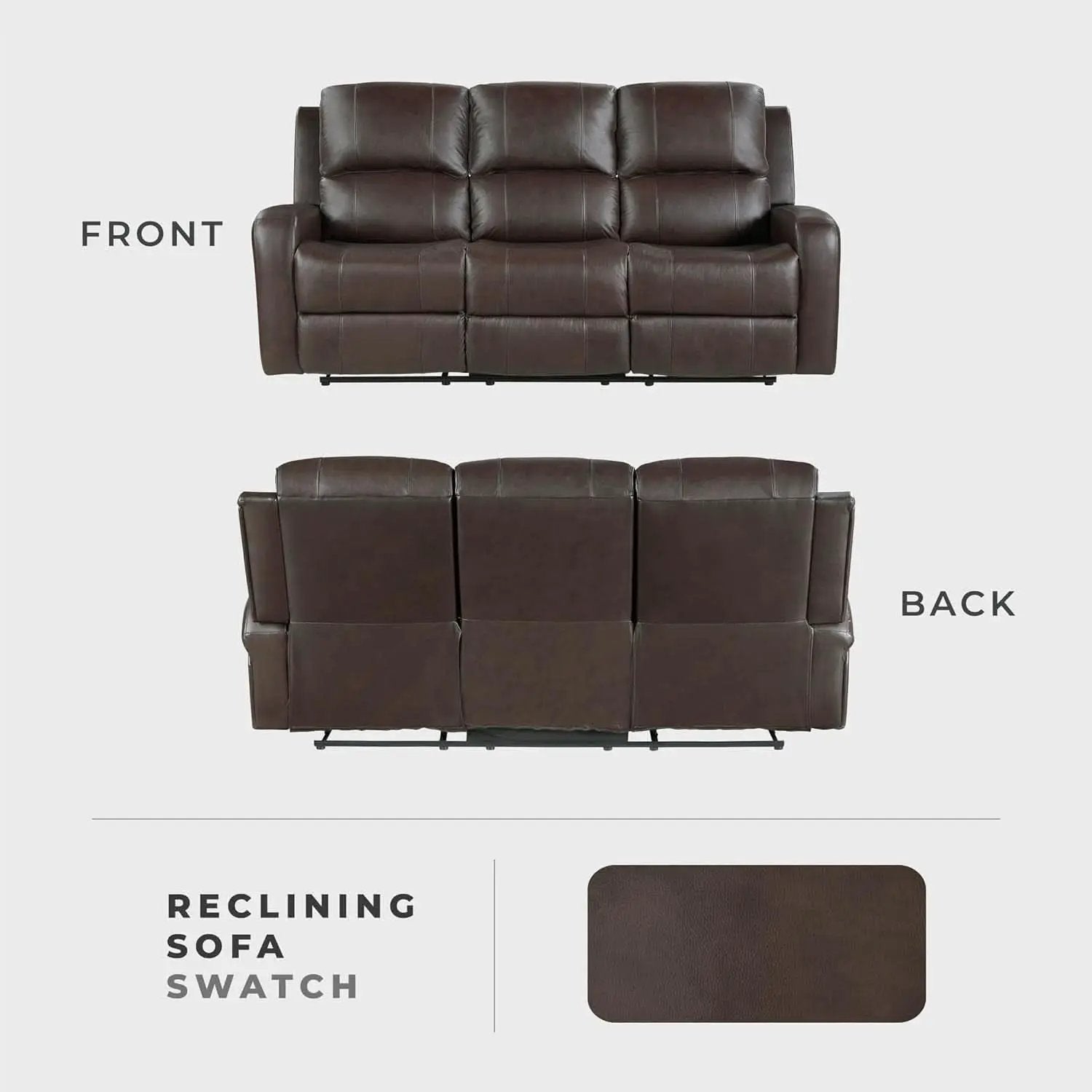 Manual Double Recliner Sofa Brown Leather Match Wall Hugger from PriceLows™