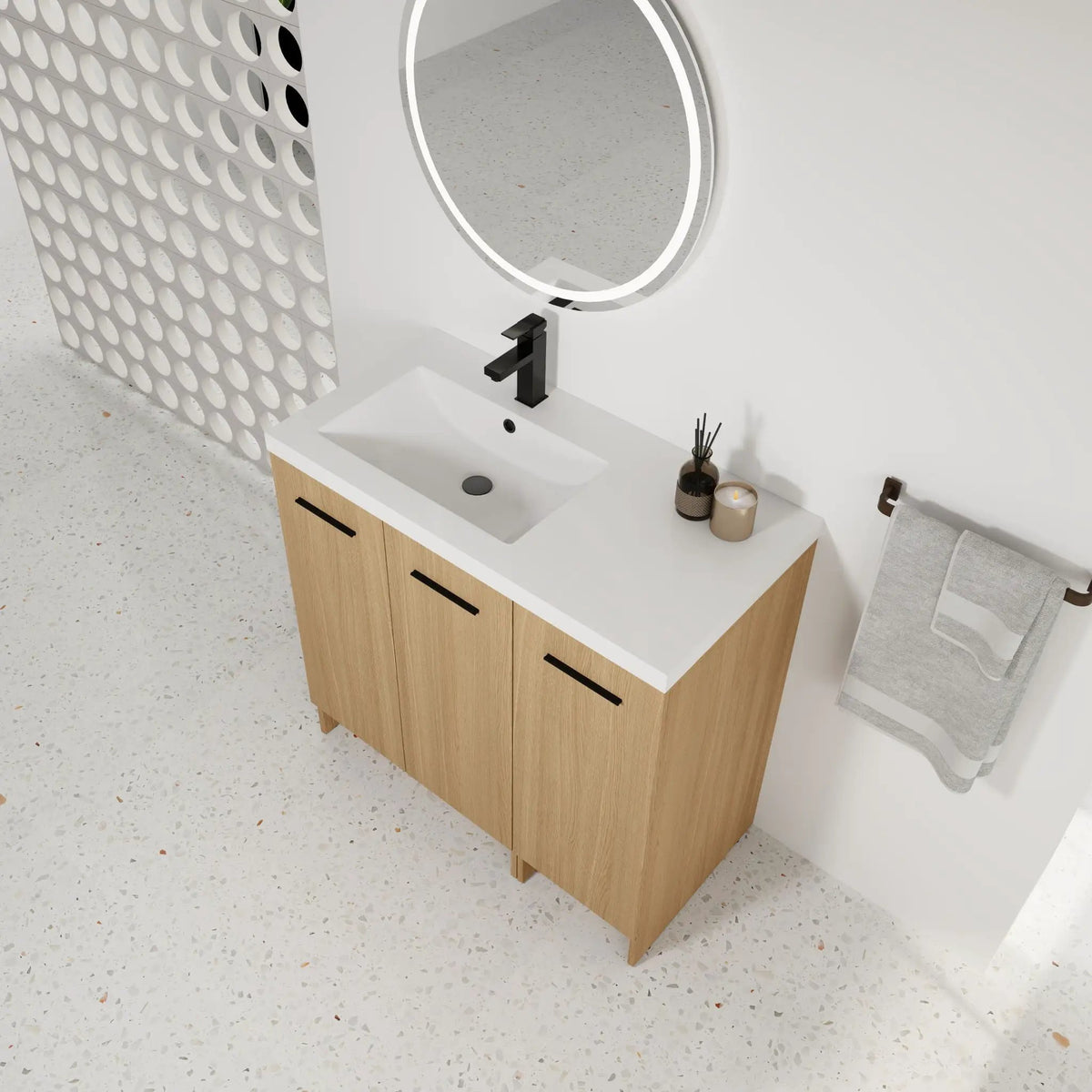 Wall Mounted Floating Bathroom Vanity | 3 Door Modular | Gel Coat Sink