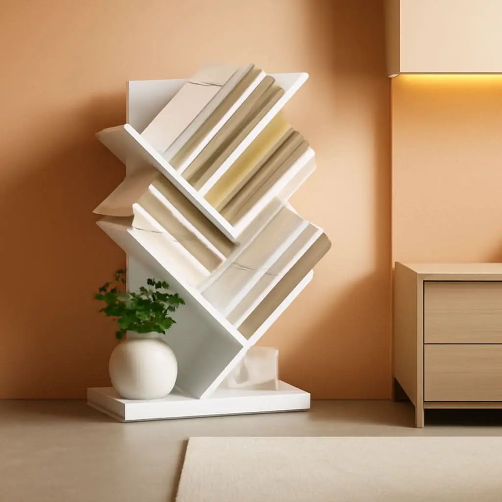 Cloud White Tree Bookshelf Five Tier Corner Shelf Unit from PriceLows™