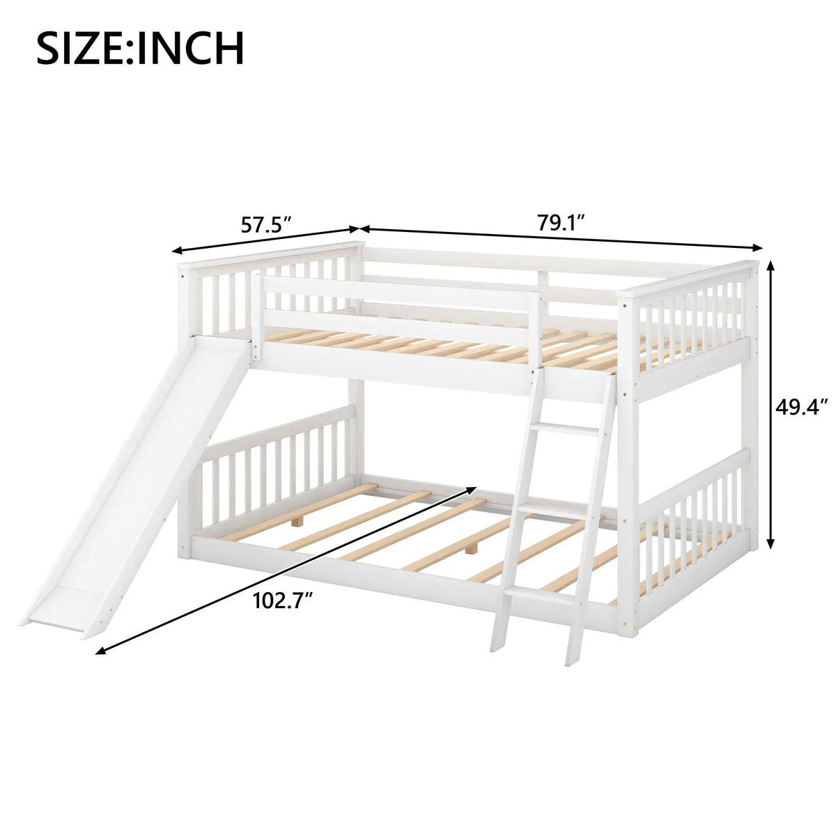 Bunk Bed | Convertible Slide And Ladder | Solid Pine Wood | Easy Access Design