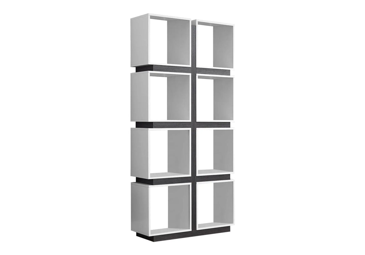 White 8-Cube Bookshelf | 5 Tier Etagere | 71.25 Inch Height | Two-Tone Finish