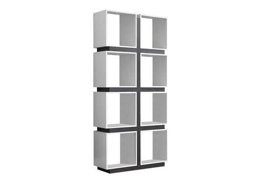 White 8-Cube Bookshelf | 5 Tier Etagere | 71.25 Inch Height | Two-Tone Finish