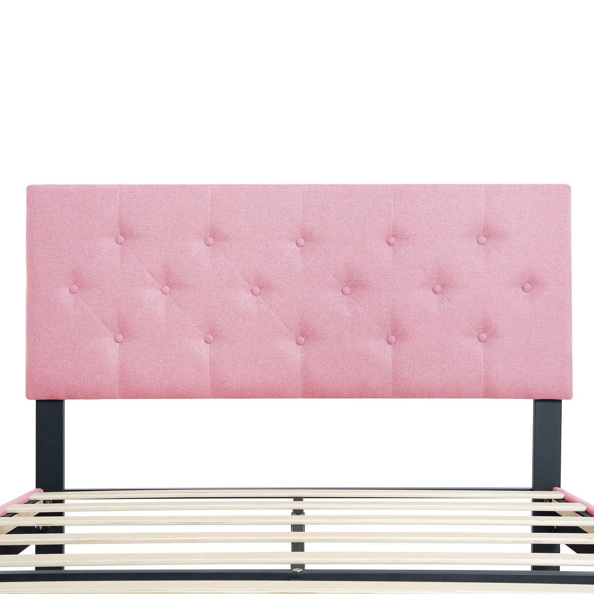 Platform Bed Frame | Button Tufted Headboard | Box Spring Free