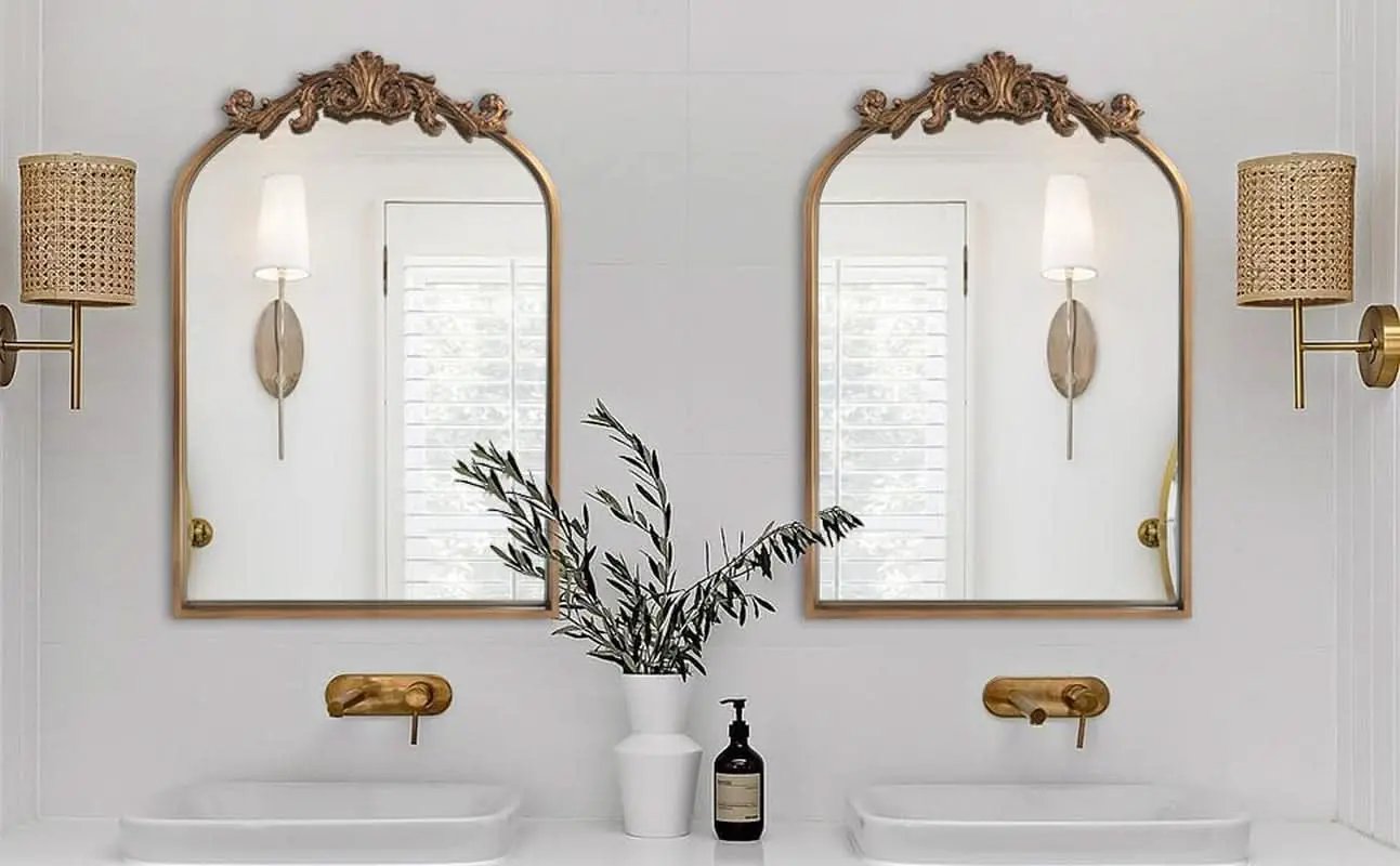 Antique Gold Baroque Arched Wall Mirror 19x27 Decor from PriceLows™