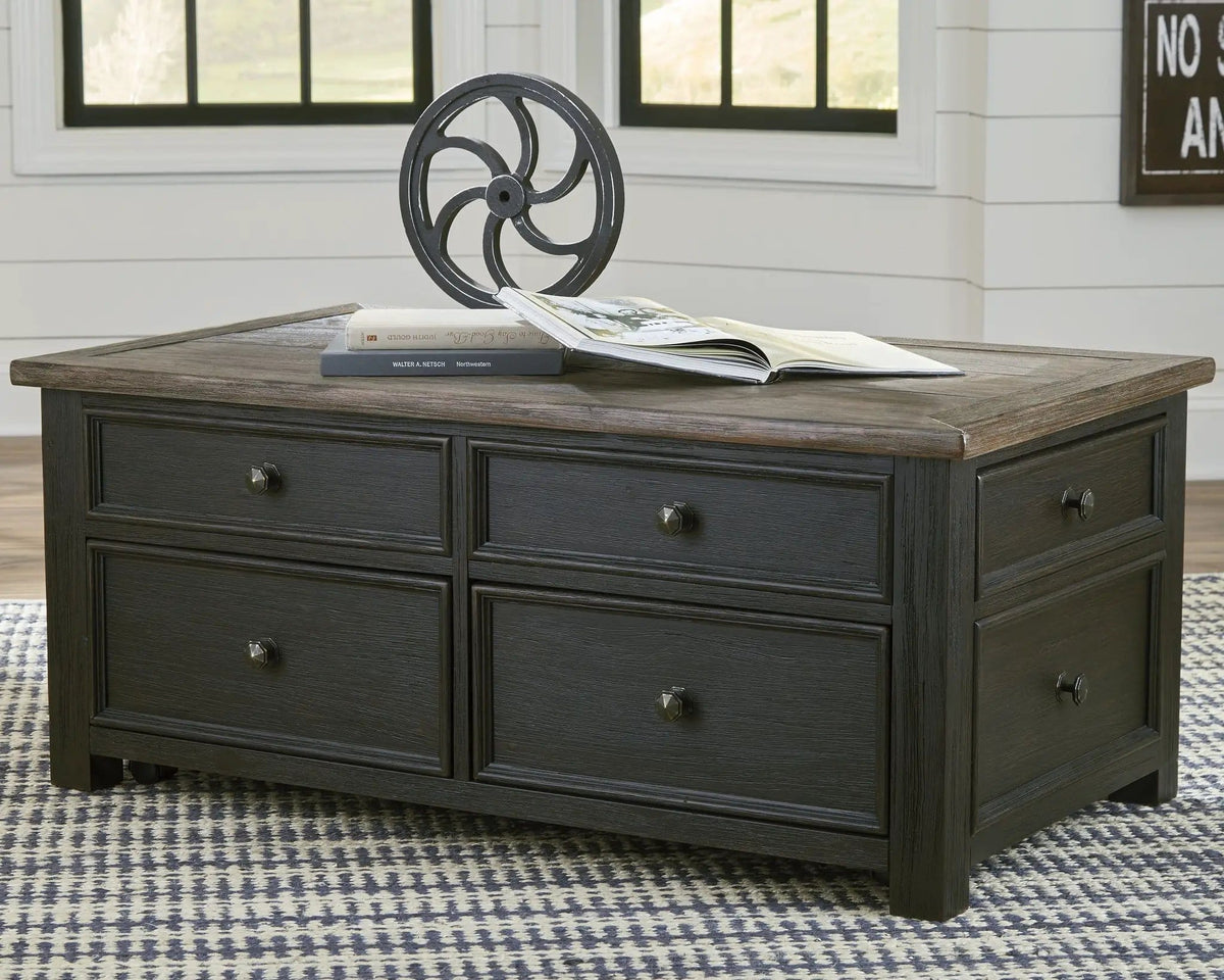 Tyler Creek Lift Top Cocktail Table | 46 x 26 x 19.5 in | Engineered Wood | Grayish Brown / Black