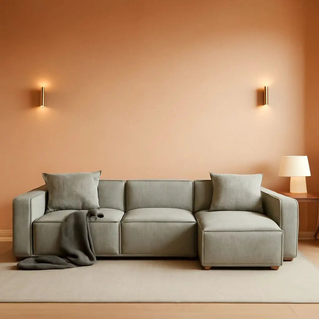 Grey Modular Sectional Sofa Set With Ottoman And Chaise from PriceLows™