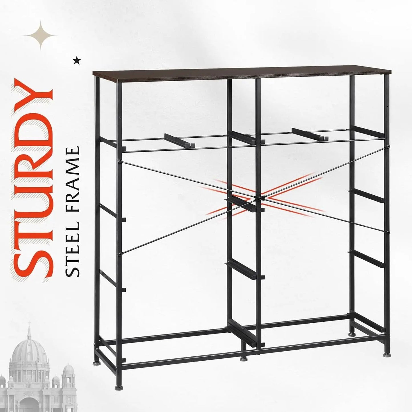 Dark Grey Fabric Dresser With 10 Drawers For Bedroom from PriceLows™