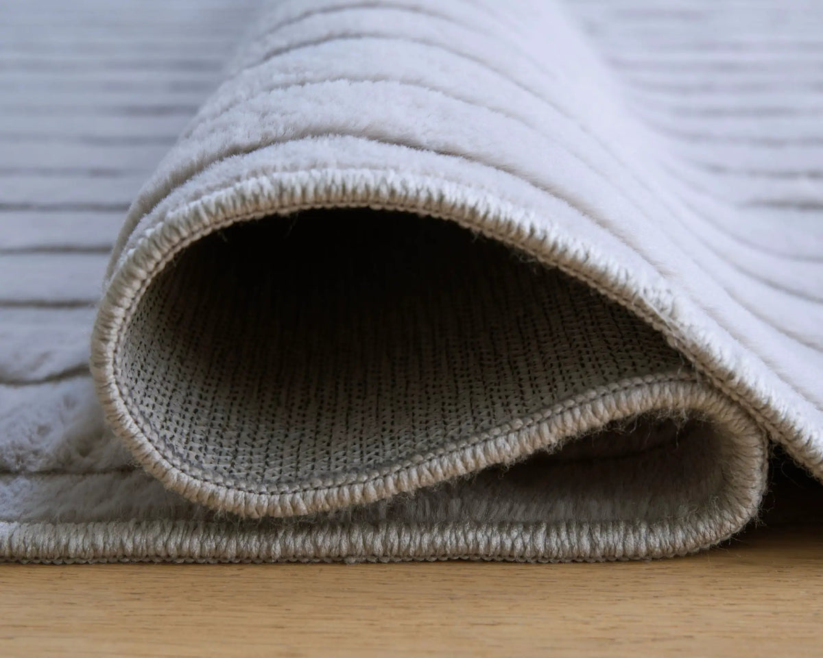 Worthley Washable Rug | Subtle Stripes | Soft Faux Fur | Neutral Tone