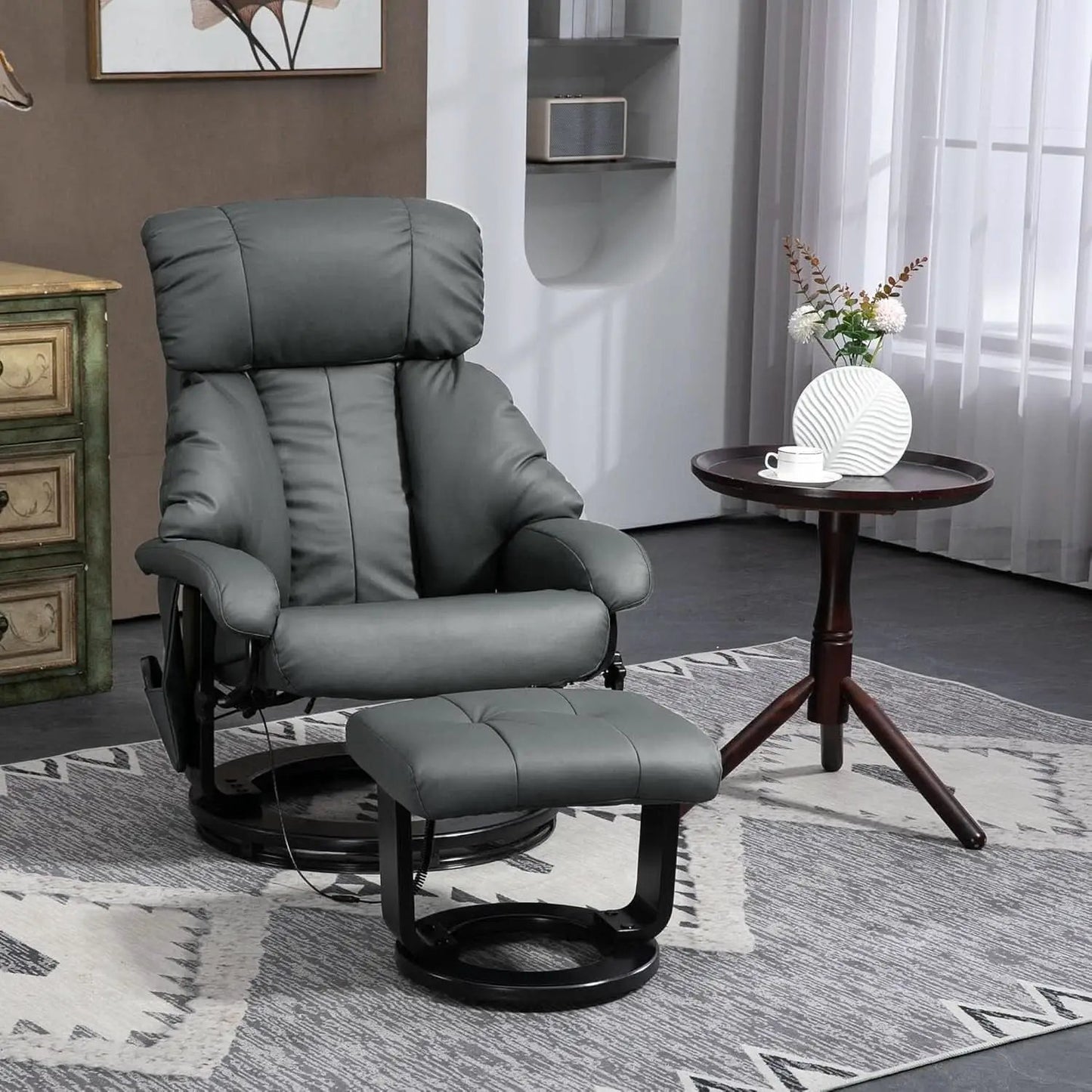 Gray 360 Degree Swivel Massage Recliner Chair With Ottoman from PriceLows™
