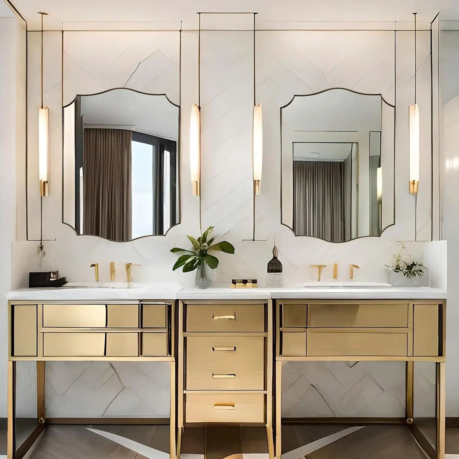 Stainless Steel Wall Mount Vanity Mirror 22x30 Asymmetrical Frame from PriceLows™