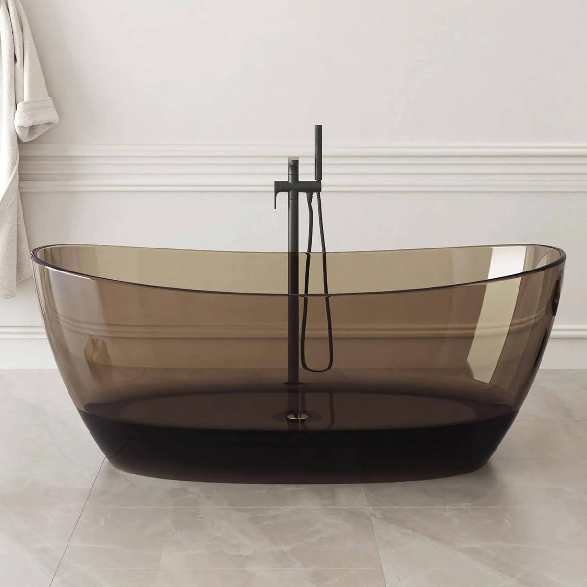 Freestanding Modern Oval Stone Resin Soaking Tub With Overflow Drain (Style 2) | Stone | Bathtub | Bathroom