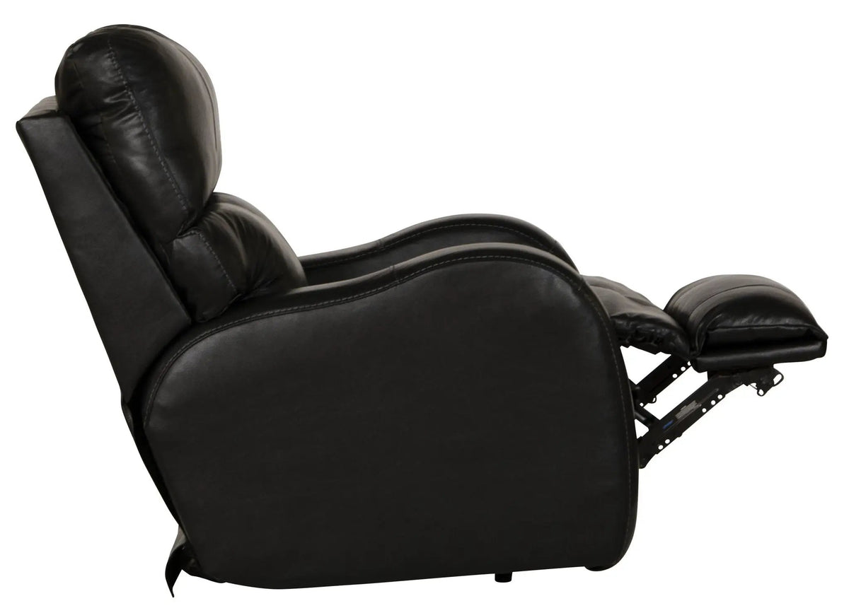Leather Power Recliner | Lay Flat | Power Headrest | Gunmetal Black