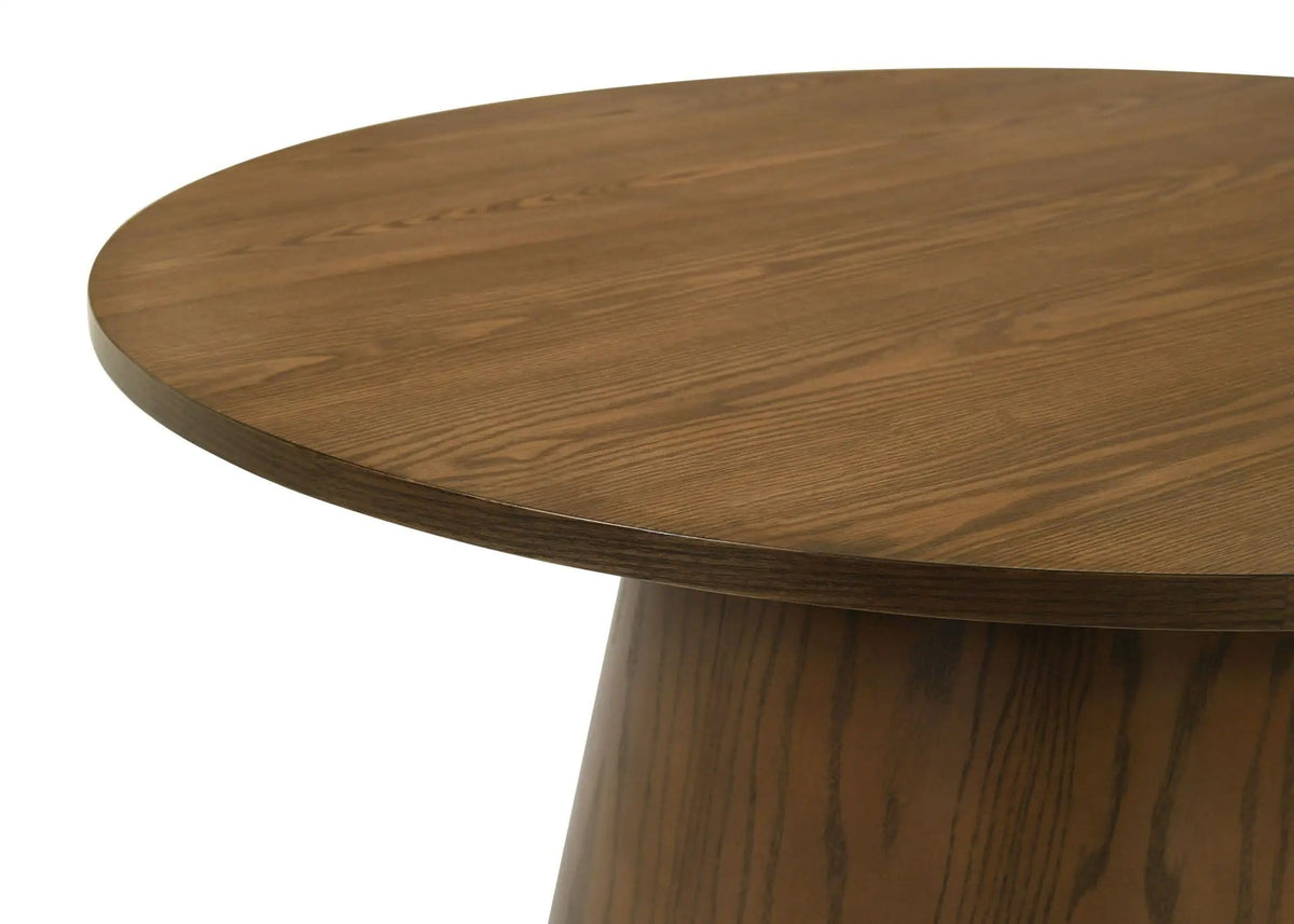 Franklin Round Wood Pedestal Side End Table | 23.5 x 23.5 x 21.75 in | Engineered Wood & Veneer | Dark Brown