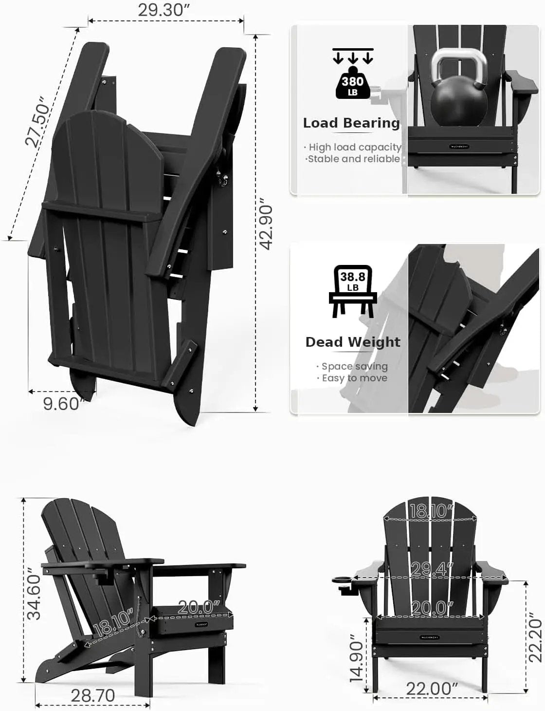 Folding Weather Resistant Adirondack Chairs for Outdoor Relaxation from PriceLows™