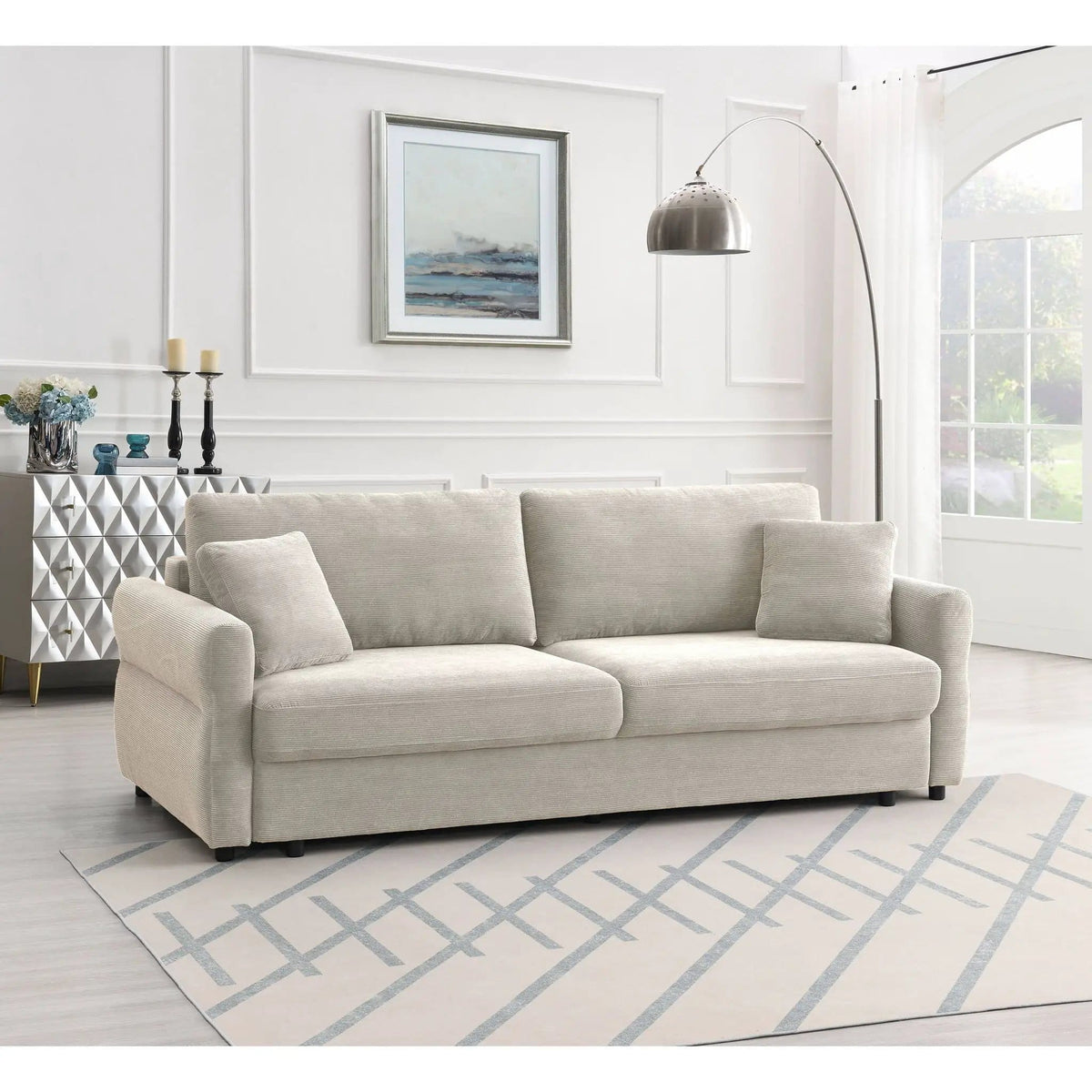 Haran Pull Out Sleeper Sofa With Storage | 2 Pieces | Fabric | Living Room