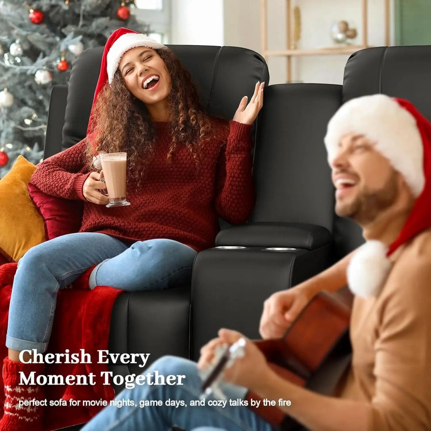 Loveseat Recliner Sofa With Storage Console And USB Ports from PriceLows™