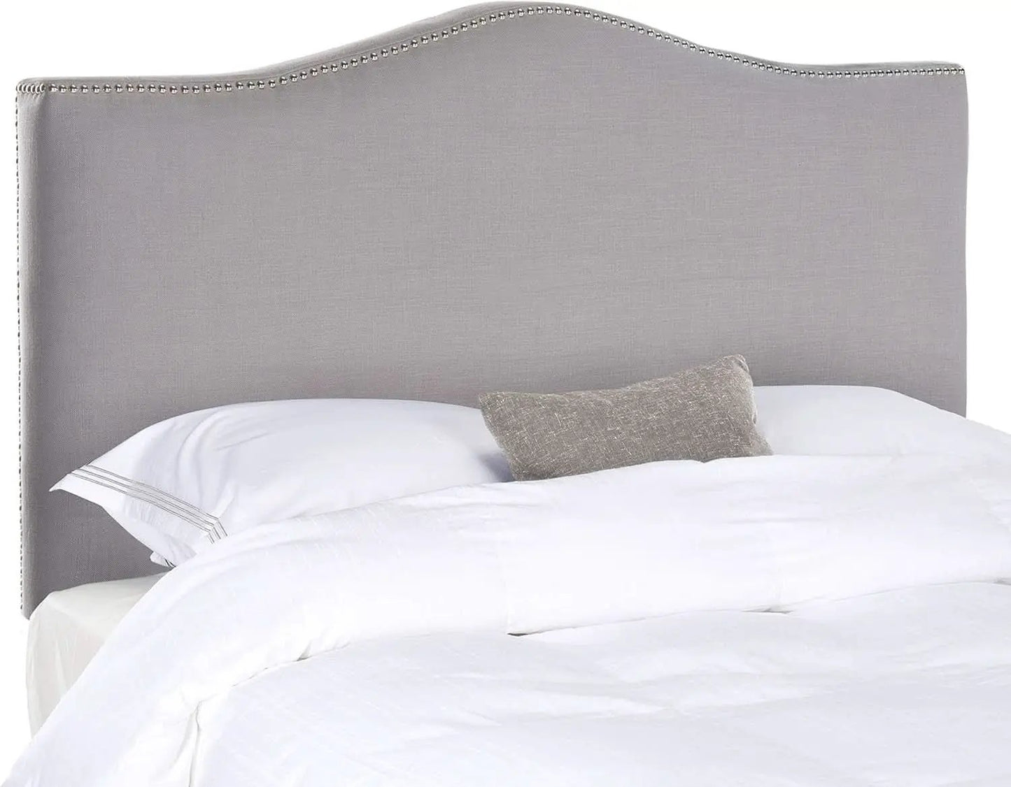 Contemporary Arctic Grey Upholstered Headboard with Silver Nailhead from PriceLows™