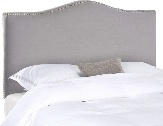 Contemporary Arctic Grey Upholstered Headboard with Silver Nailhead from PriceLows™