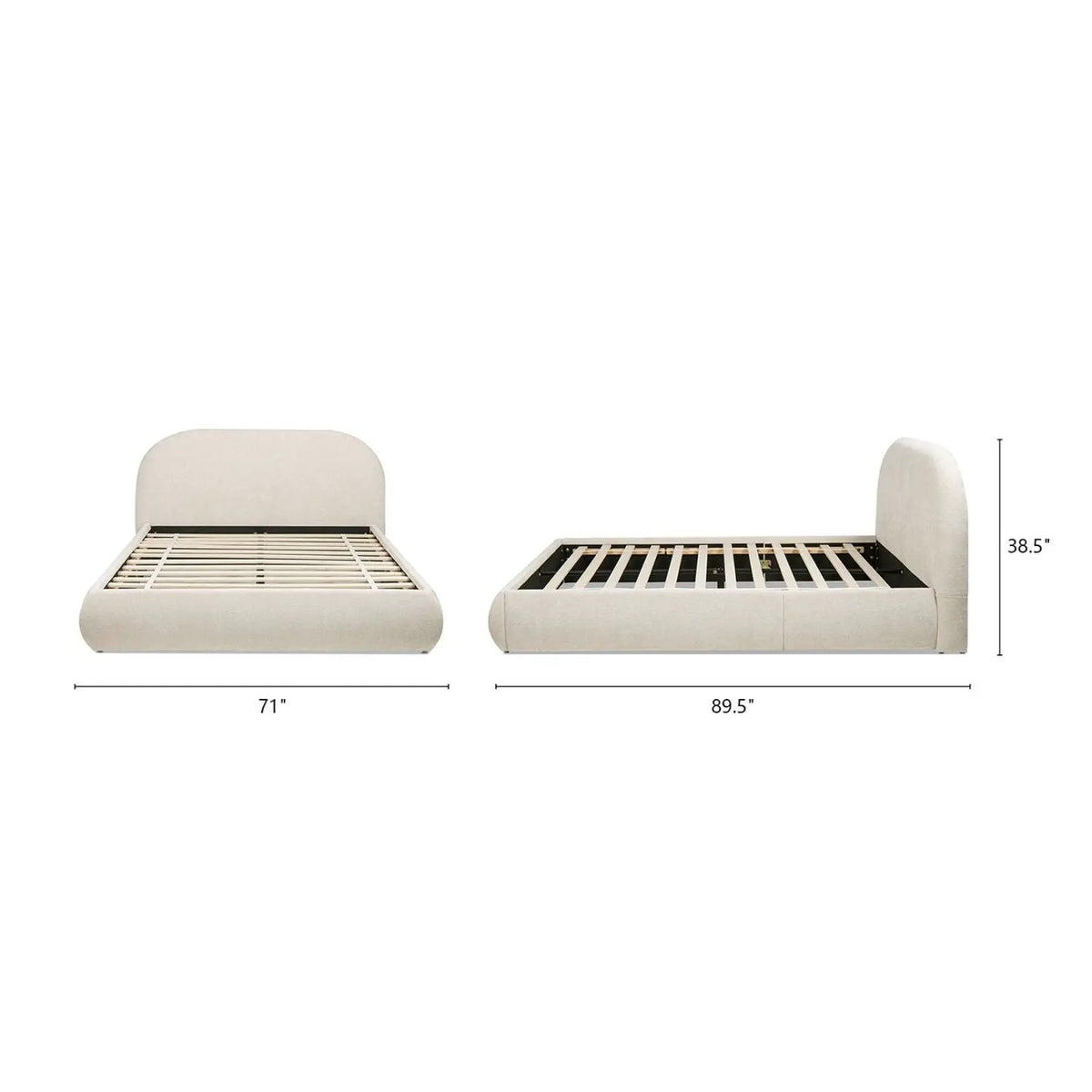 Archie Upholstered Platform Bed | Puffy Arch Headboard | Grounded Design | No Box Spring Needed