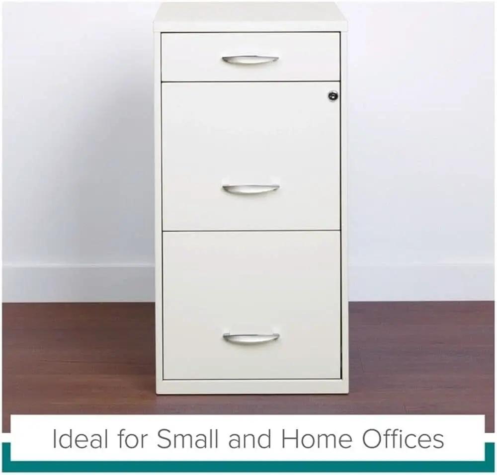 3 Drawer 27.32 Inch White Metal Filing Cabinet Lockable Preassembled For Legal And Letter Size from PriceLows™