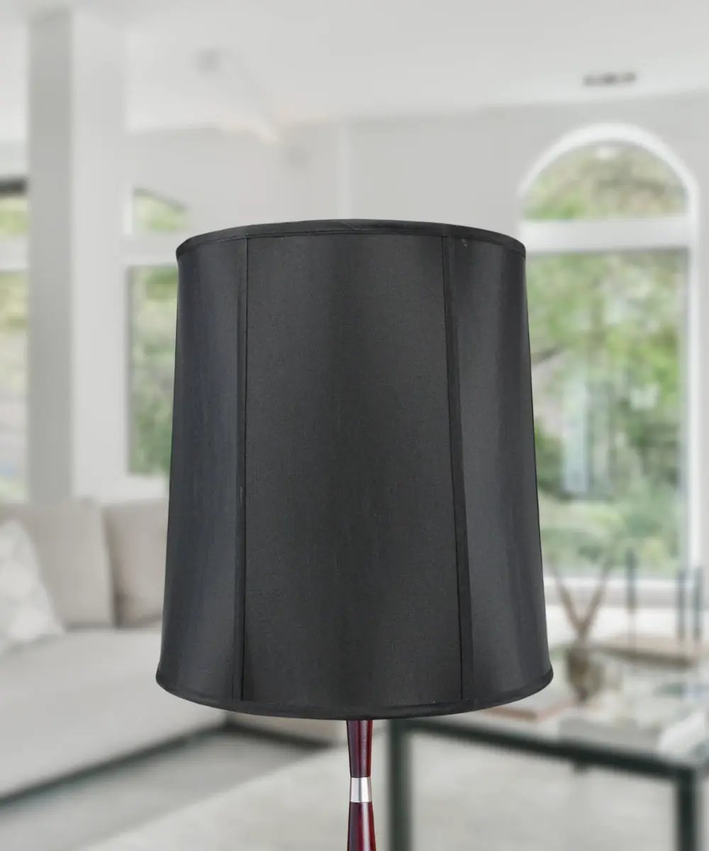 Drum Lamp Shade | 14X16X17 Inches | Black Shantung | Tall Table Lamp
